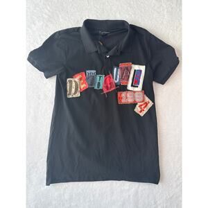 NEW Desigual 1994 Cotton Polo Men Size Medium Embroidered Grunge Patchwork